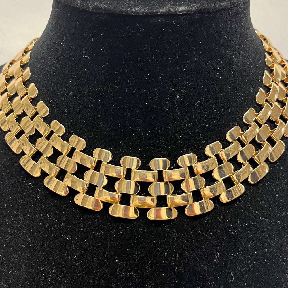 Chunky, Bold golden tone chain necklace. 16.1”, 1.06” chain width lightwt,NIP - Picture 7 of 9